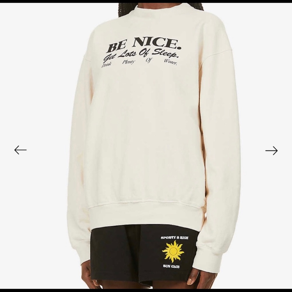 NEW SPORTY & RICH BE NICE Sleep Water CREW SWEAT Grey Beige & BLack